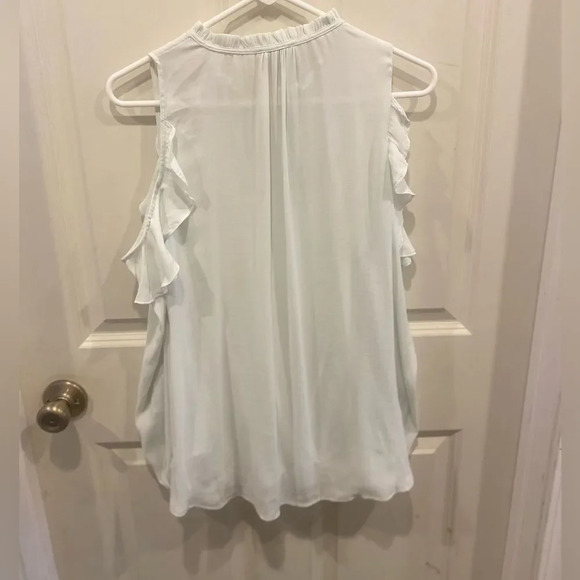 Anthropologie Maeve Liesel Mint Wrap Ruffle Cold Shoulder Blouse Medium - Picture 7 of 9